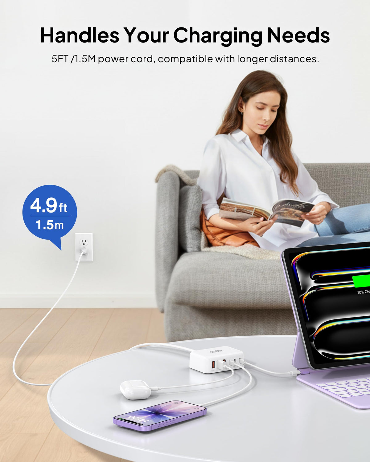 100W GaN 6-Port USB-C Fast Charging Station Hub