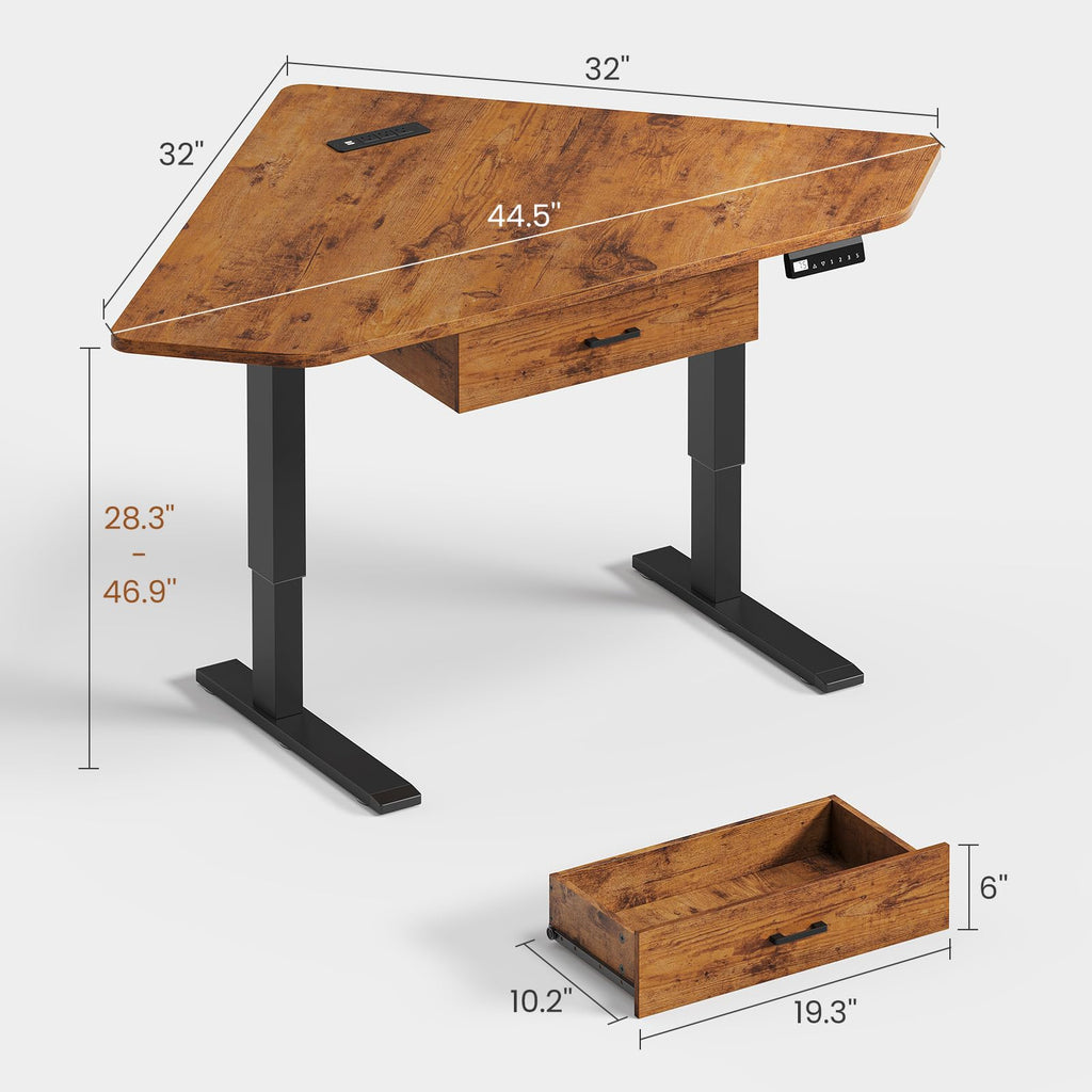 SEDETA Corner Electric Standing Desk with Drawer for Gaming, Small Space