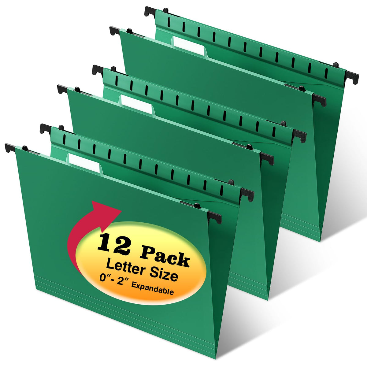 12-Pack Extra-Capacity Hanging File Folders, Letter Size