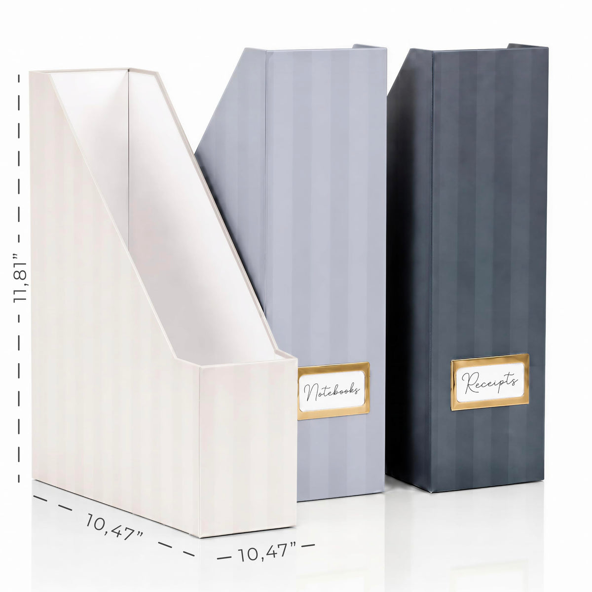 3-Piece Magazine File Holder Set for Desk & Shelves