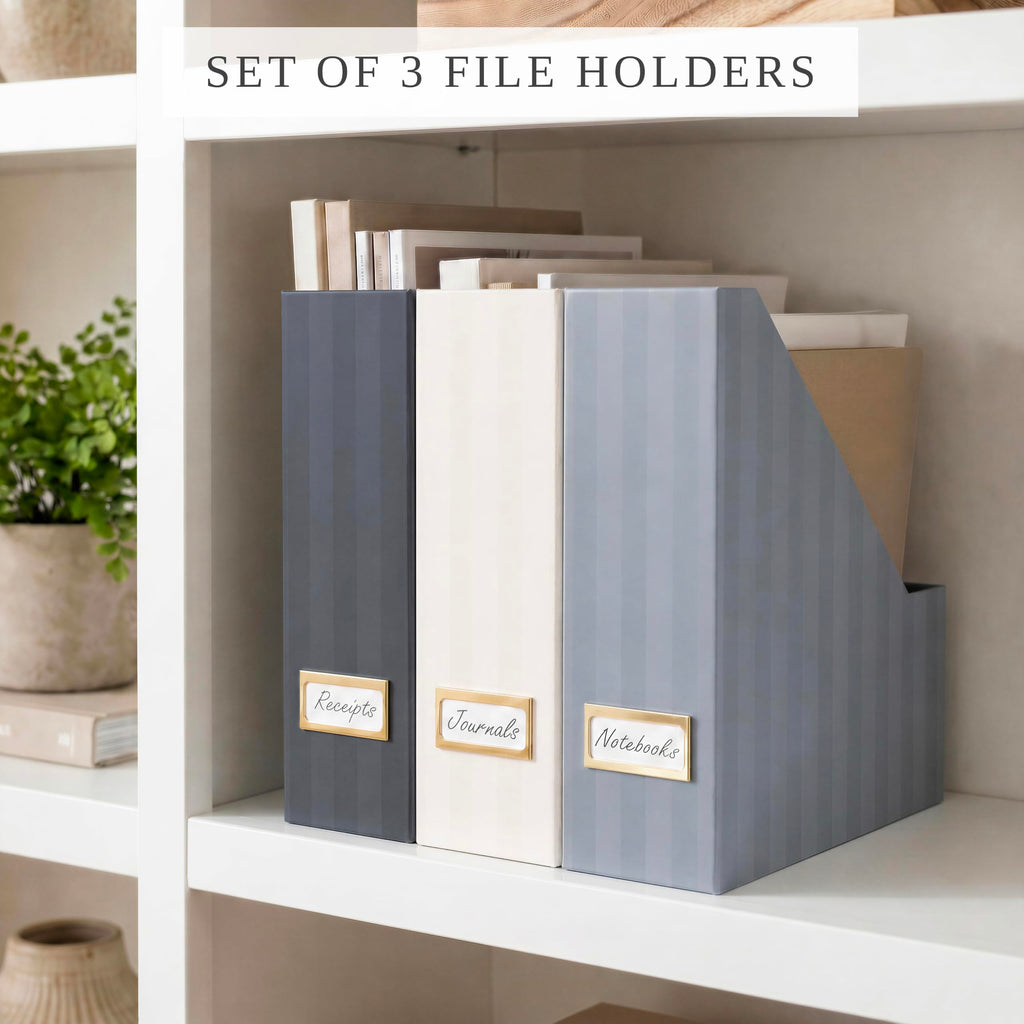 3-Piece Magazine File Holder Set for Desk & Shelves