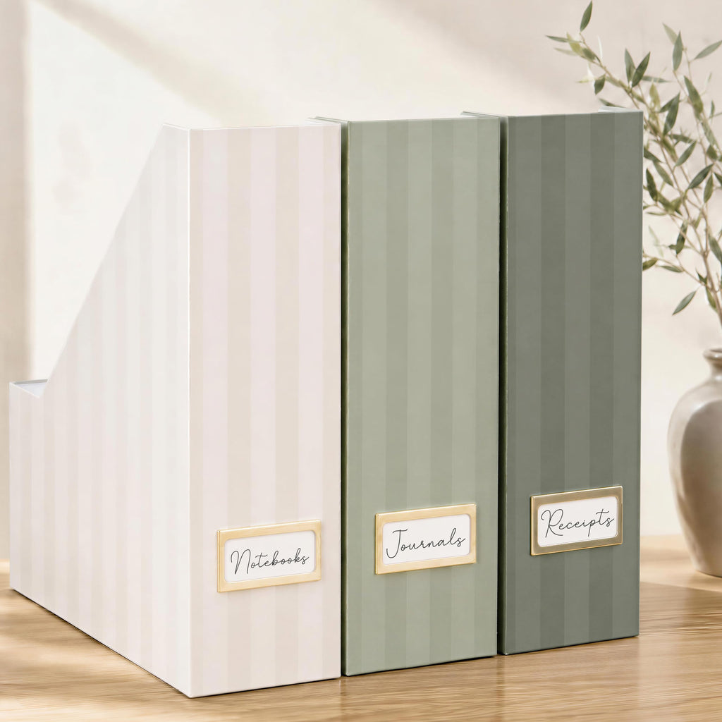 3-Piece Magazine File Holder Set for Desk & Shelves