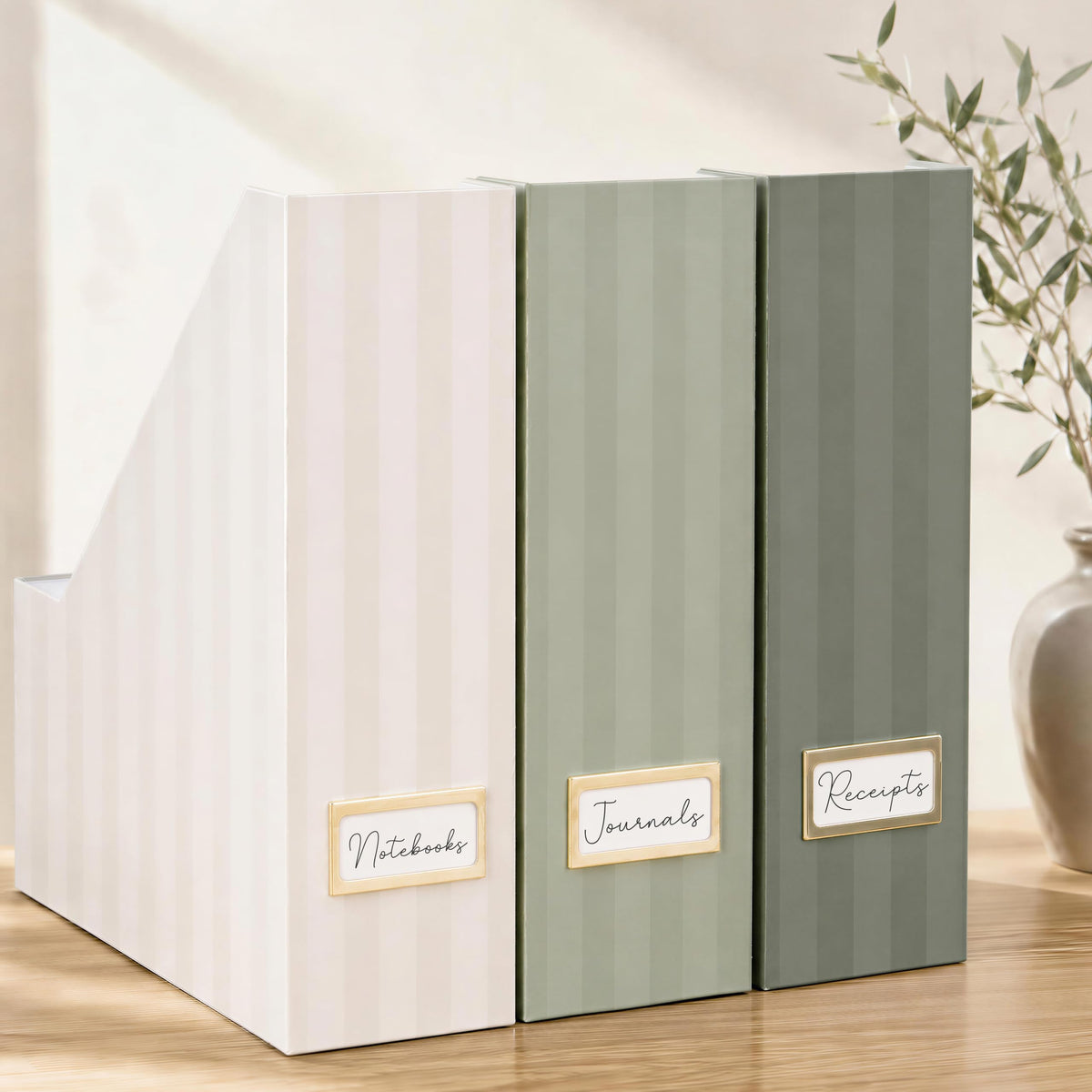 3-Piece Magazine File Holder Set for Desk & Shelves