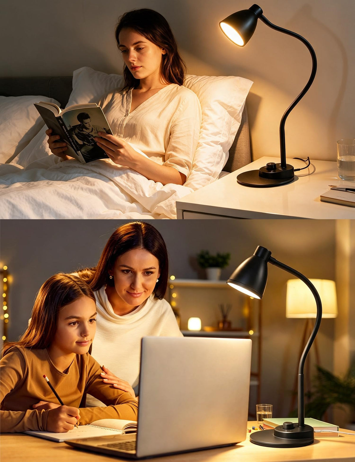 BOHON LED Desk Lamp with USB Charging & 3 Color Modes