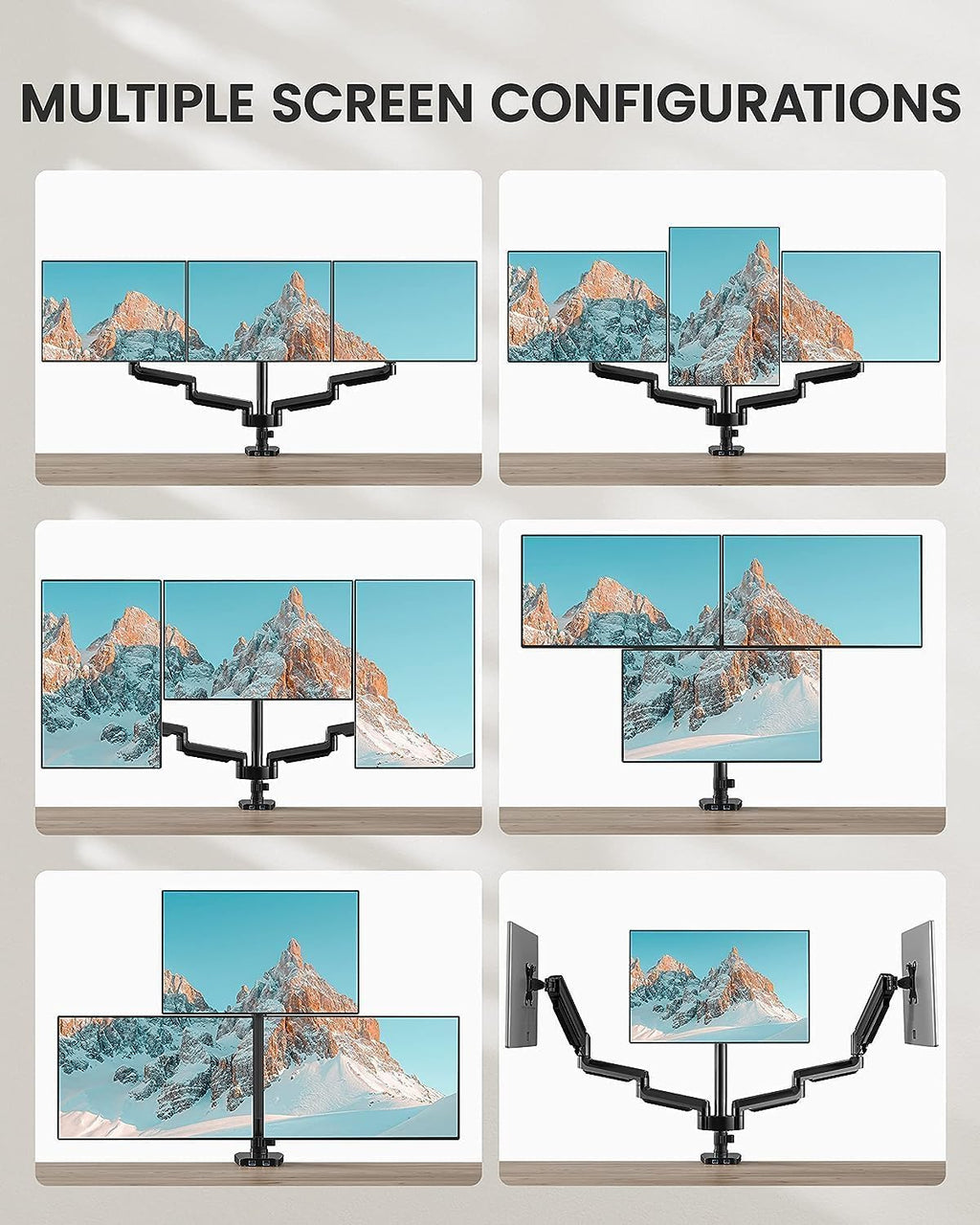 ErGear Triple Monitor Arm, Fully Adjustable Monitor Mount