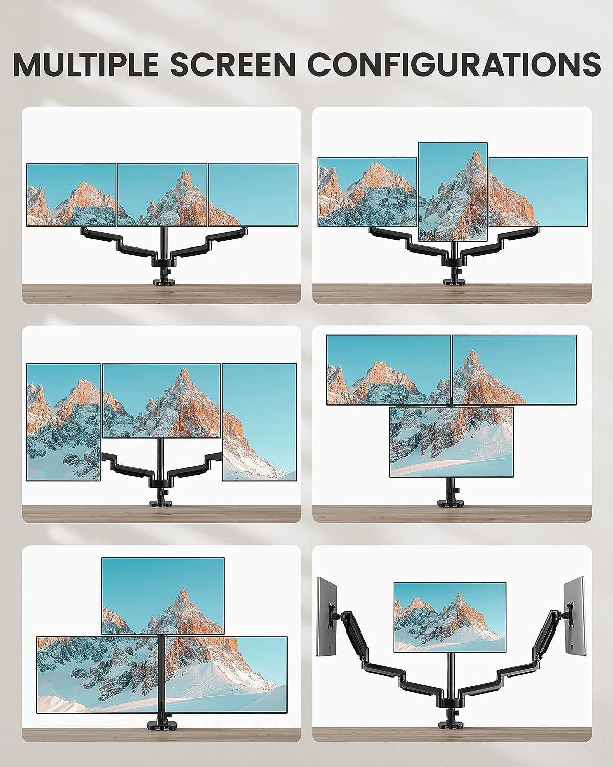 ErGear Triple Monitor Arm, Fully Adjustable Monitor Mount