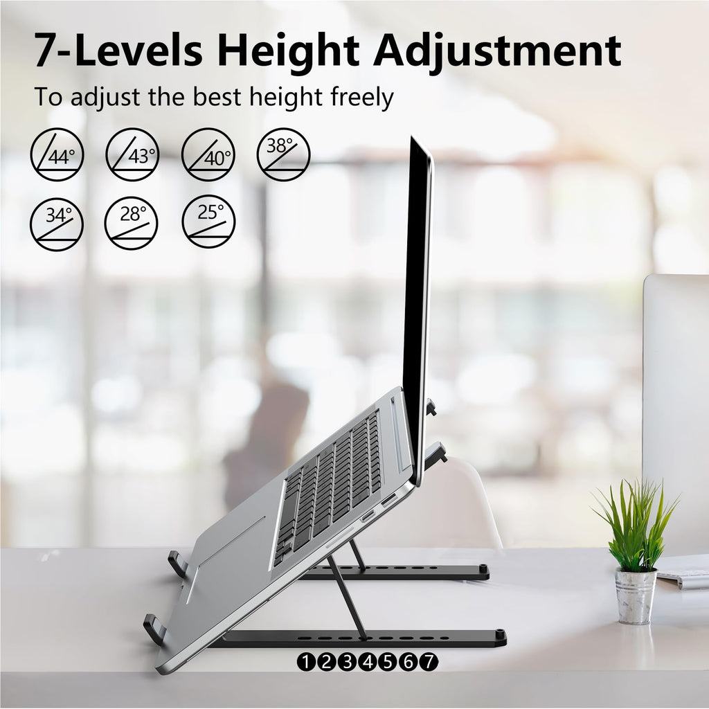 Tonmom Laptop Ständer, Faltbarer Notebook Ständer, Höhenverstellbarer Laptopständer Belüftet Kühlung Laptop Halterung für MacBook Pro/Air, HP, Sony, Dell,alle 10-15,6 ” Laptops