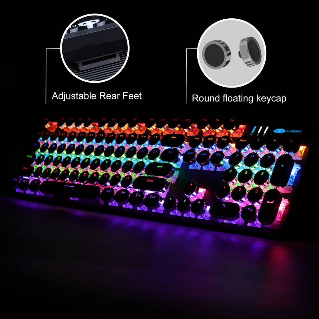 Camiysn Retro Punk Typewriter Style Mechanical Gaming Keyboard