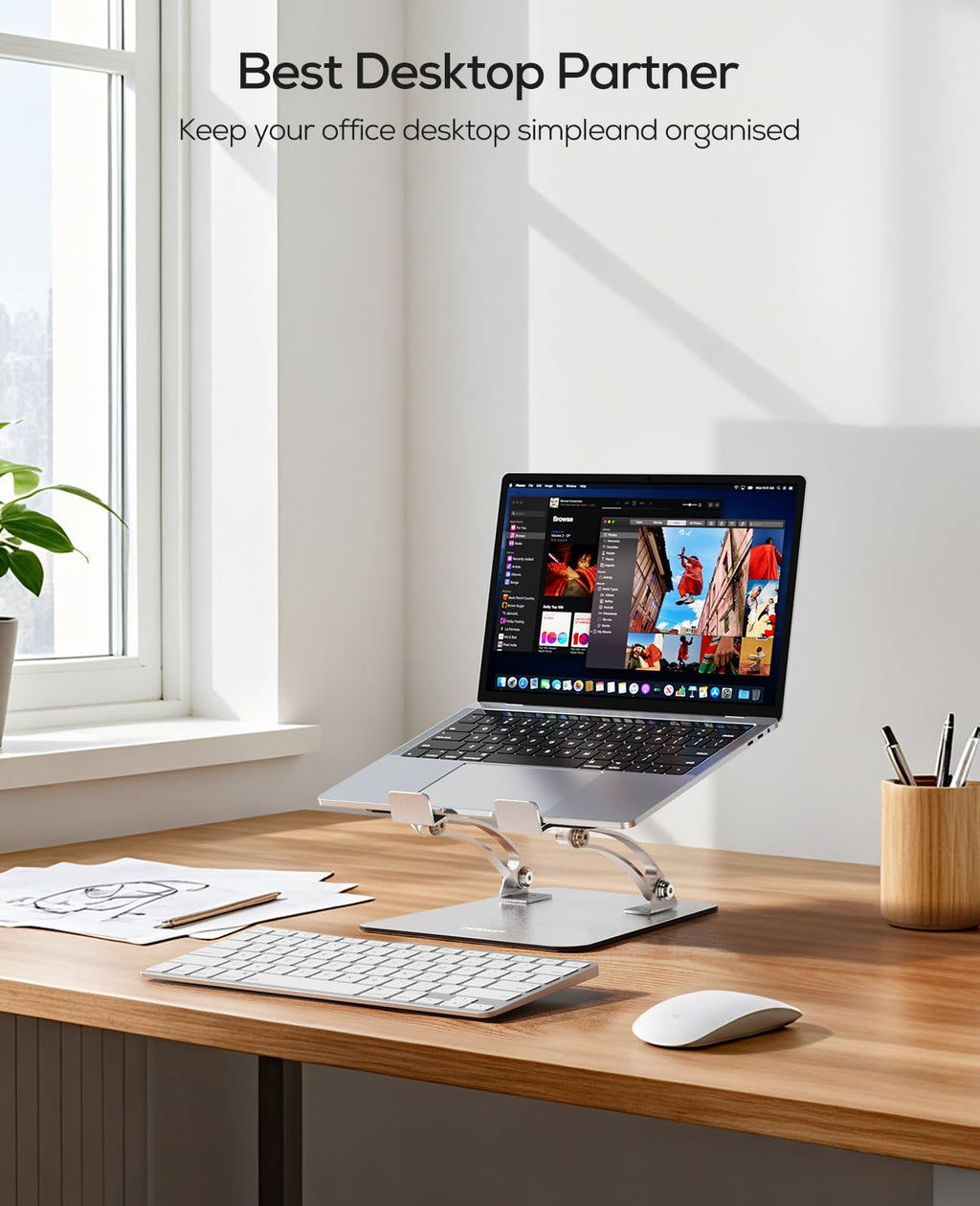 Nulaxy Large Heavy Duty Laptop Stand for Desk, Ergonomic Height Angle Adjustable Laptop Riser Holder Compatible with 10-17" Laptop Notebook Computer