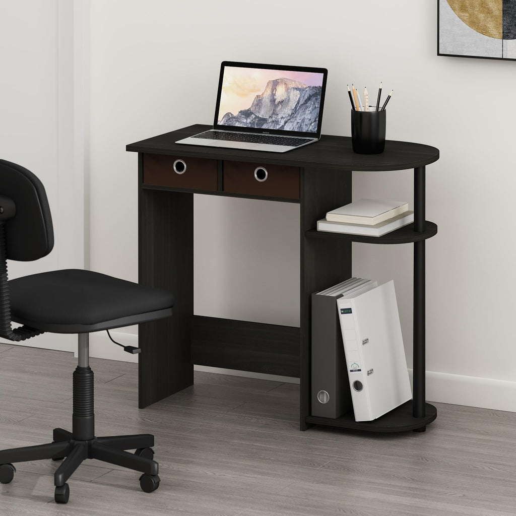 Furinno Compact Computer Desk, Gaming Desk with Shelves, Office Desk with Book Shelf