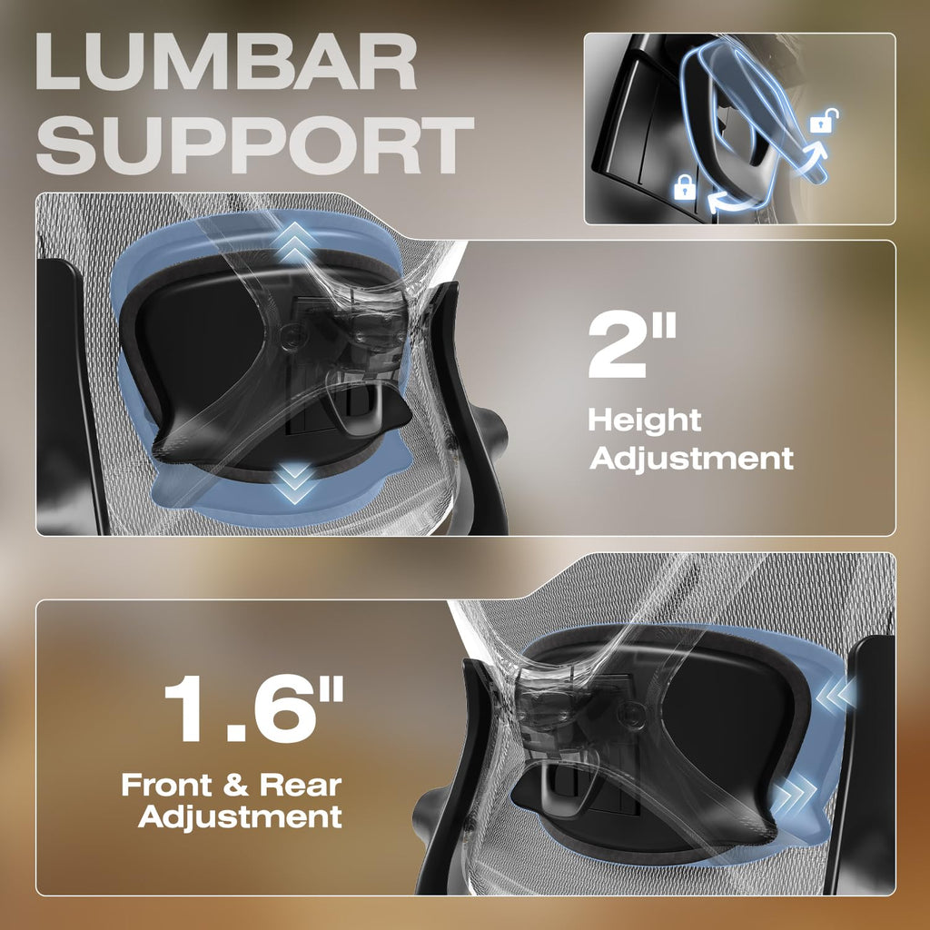 ELABEST X100 Ergonomic Mesh Office Chair with Footrest, Big and Tall Hone Desk Chair with 5D Flip-Up Arms, Adjustable 3D Lumbar Support,Gaming & Executive Computer Chairs