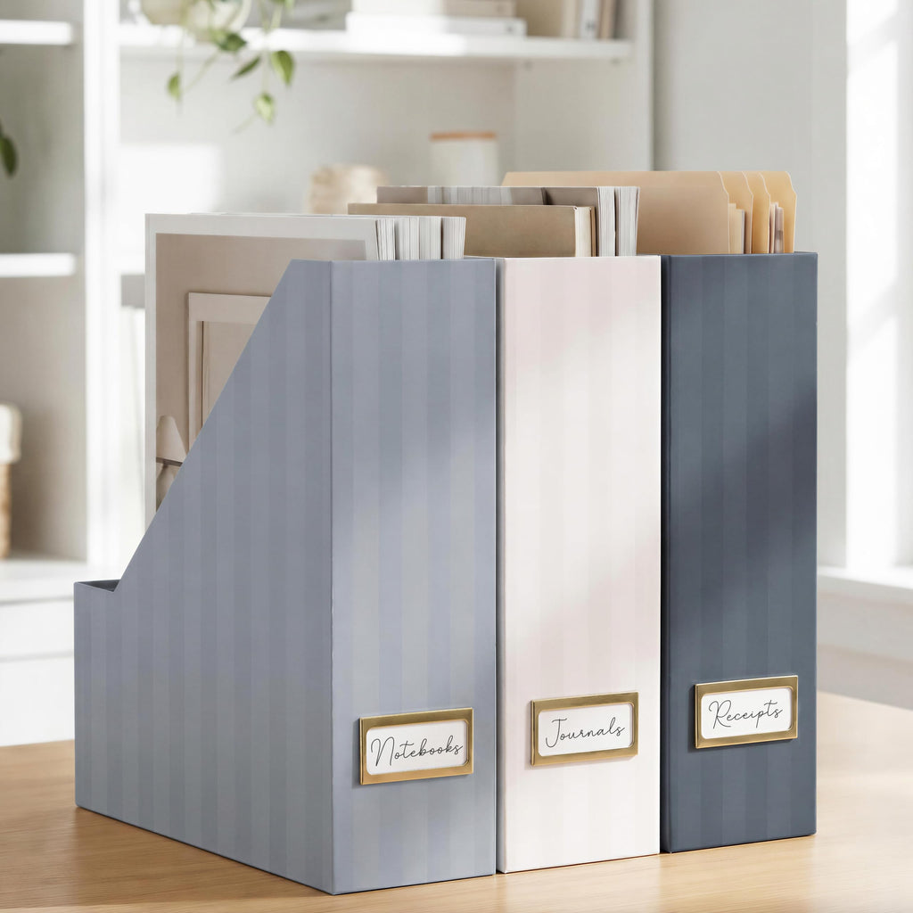 3-Piece Magazine File Holder Set for Desk & Shelves