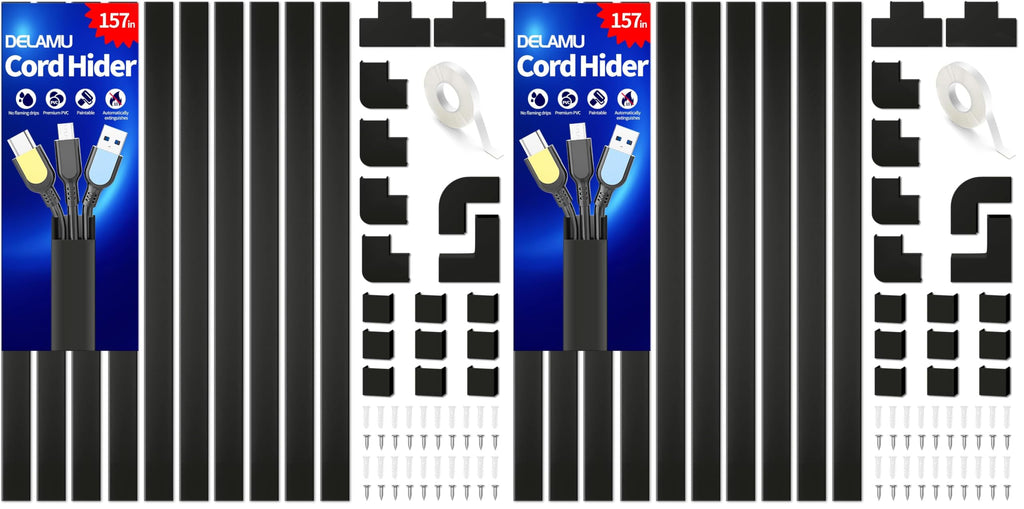 Delamu Paintable Cord Cover Raceway Kit for Cable Management