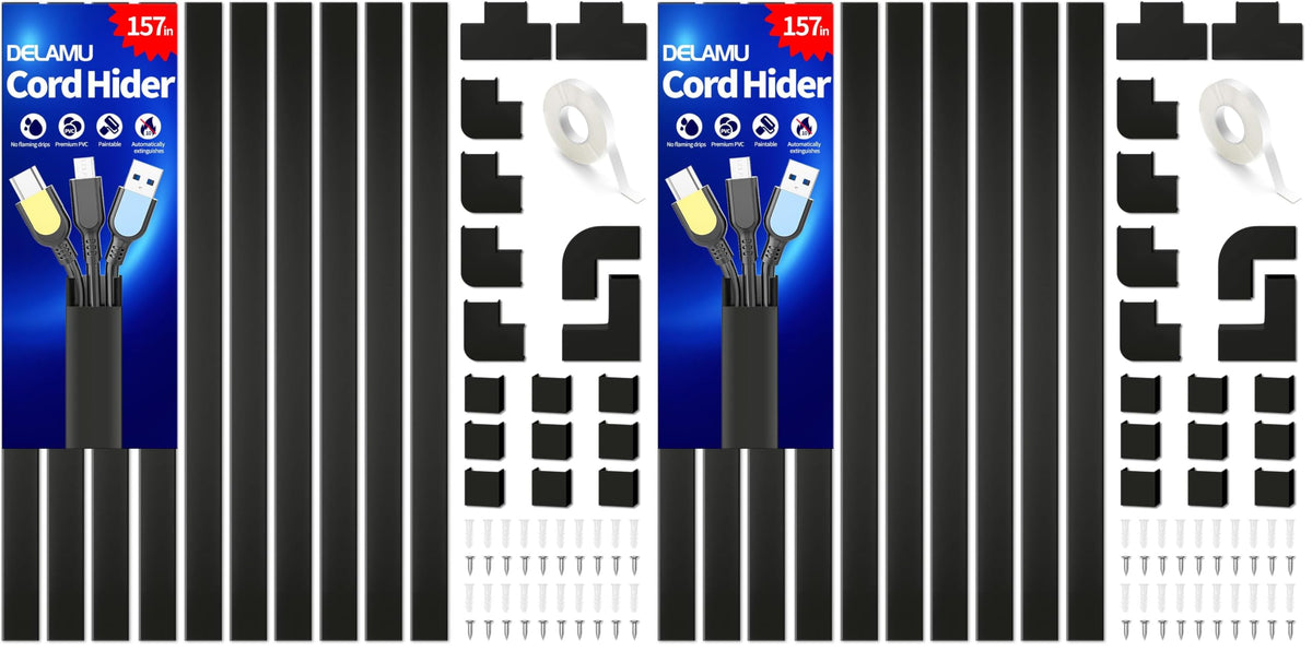 Delamu Paintable Cord Cover Raceway Kit for Cable Management