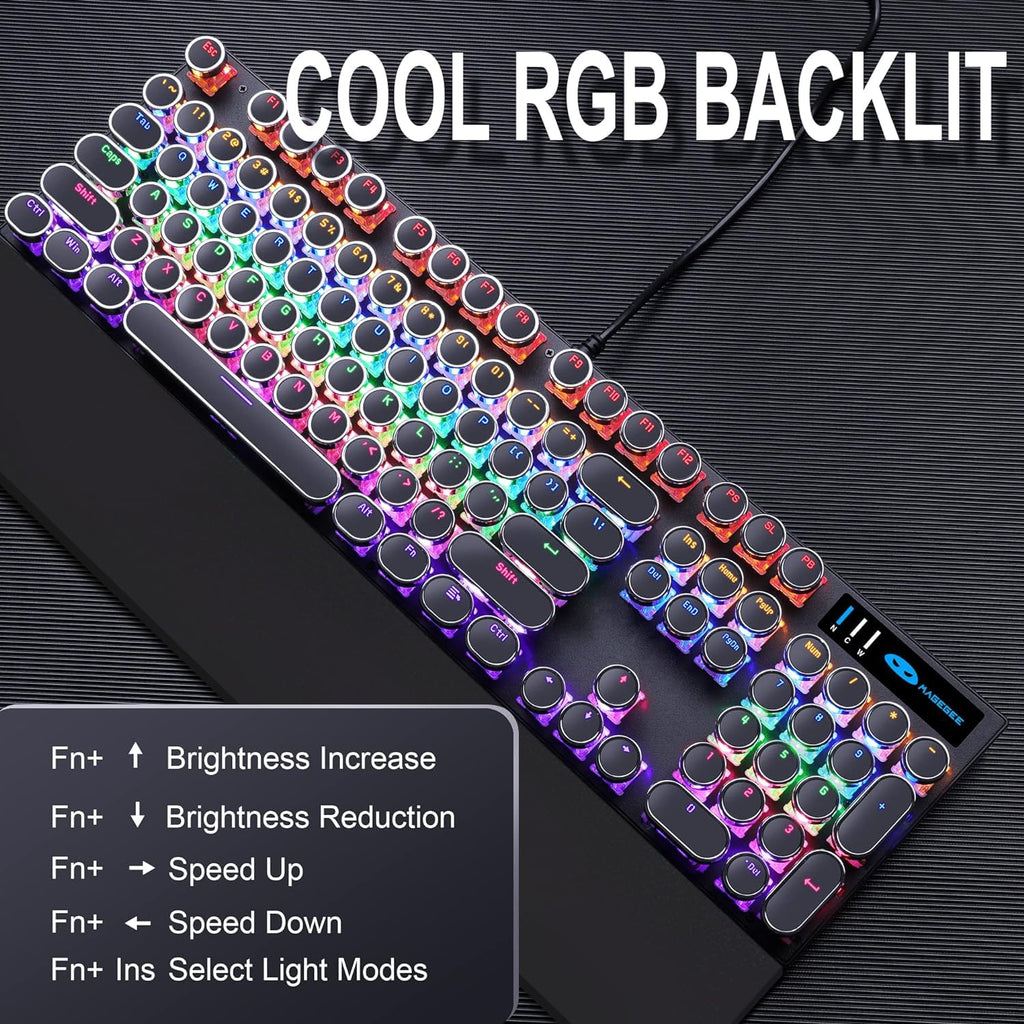 Camiysn Retro Punk Typewriter Style Mechanical Gaming Keyboard