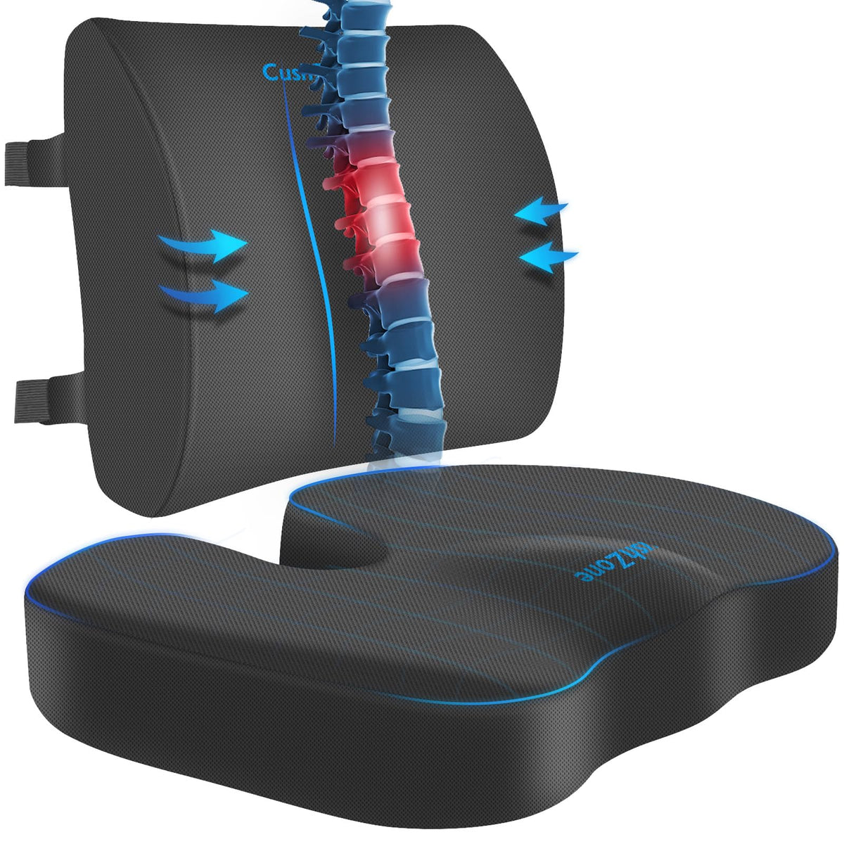 CushZone Memory Foam Seat & Lumbar Support Cushion Set