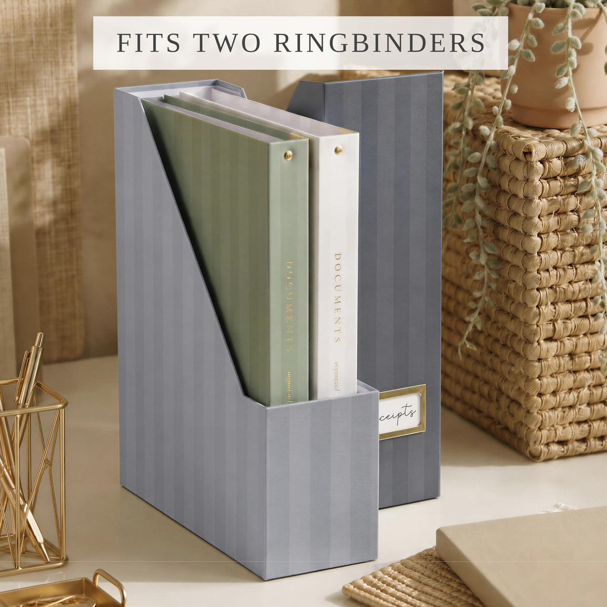 3-Piece Magazine File Holder Set for Desk & Shelves