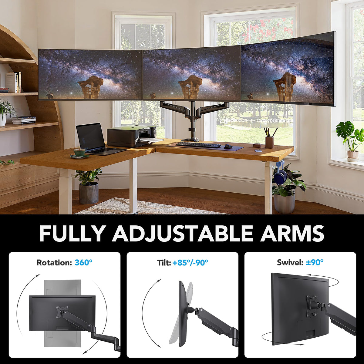 HUANUO Triple Monitor Mount for Screens