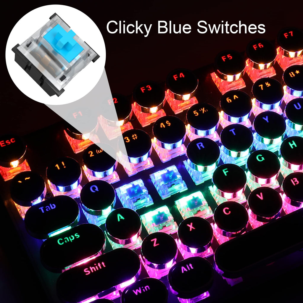 Camiysn Retro Punk Typewriter Style Mechanical Gaming Keyboard