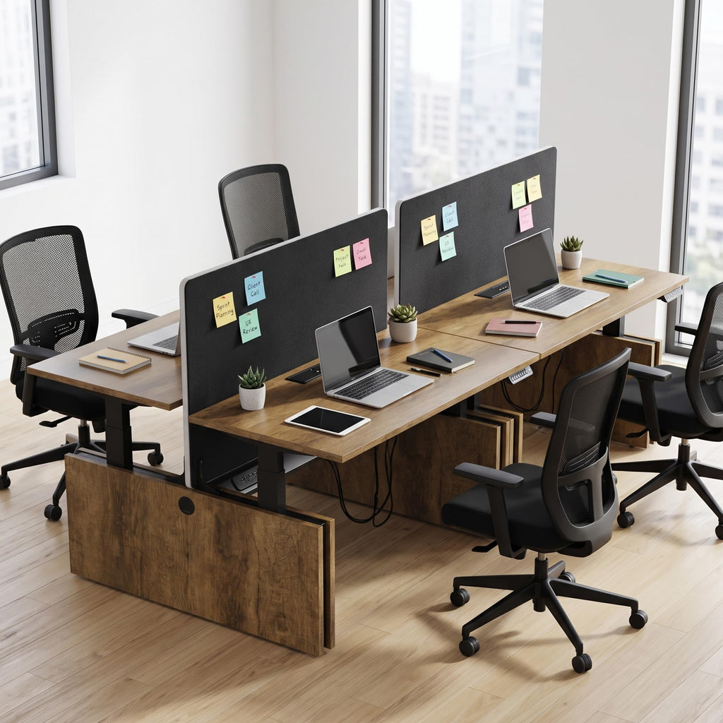 SAINTCY Two-Person Standing Office Desk with Built-in USB Outlet