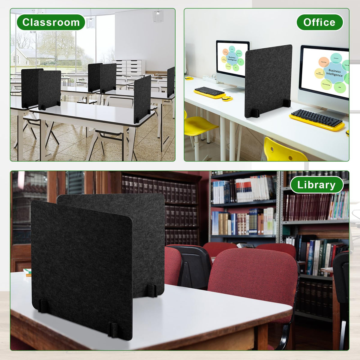 6-Pack Acoustic Desk Privacy Panels, 24 x 24 Inches