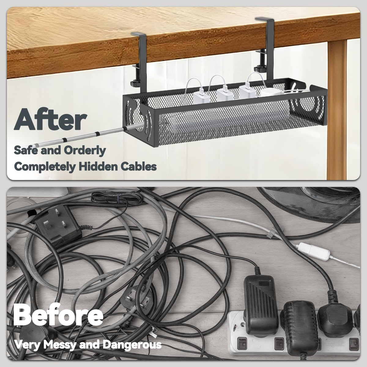Univivi Under-Desk Cable Management Tray for Office Desks