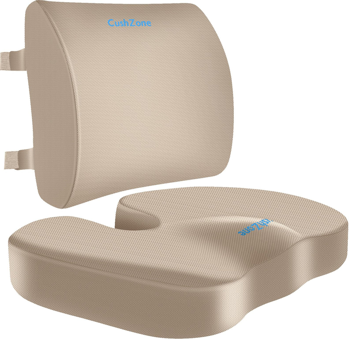 CushZone Memory Foam Seat & Lumbar Support Cushion Set
