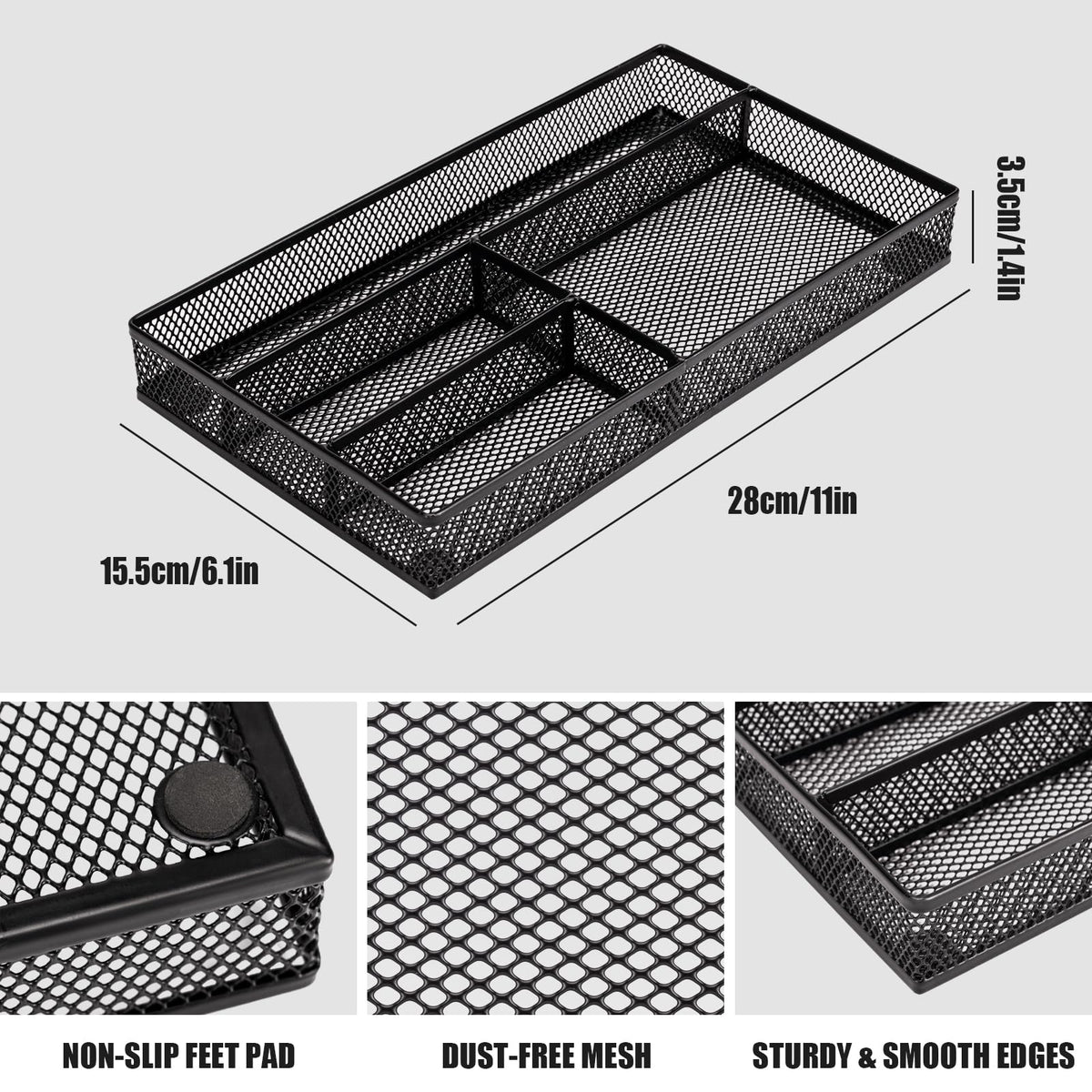Shenee 7-Compartment Desk Drawer Organizer Tray