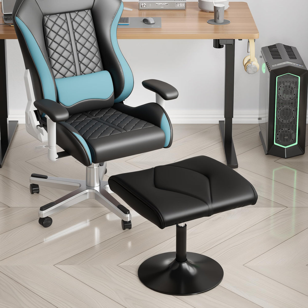 VECELO Height-Adjustable Padded Foot Rest for Under Desk
