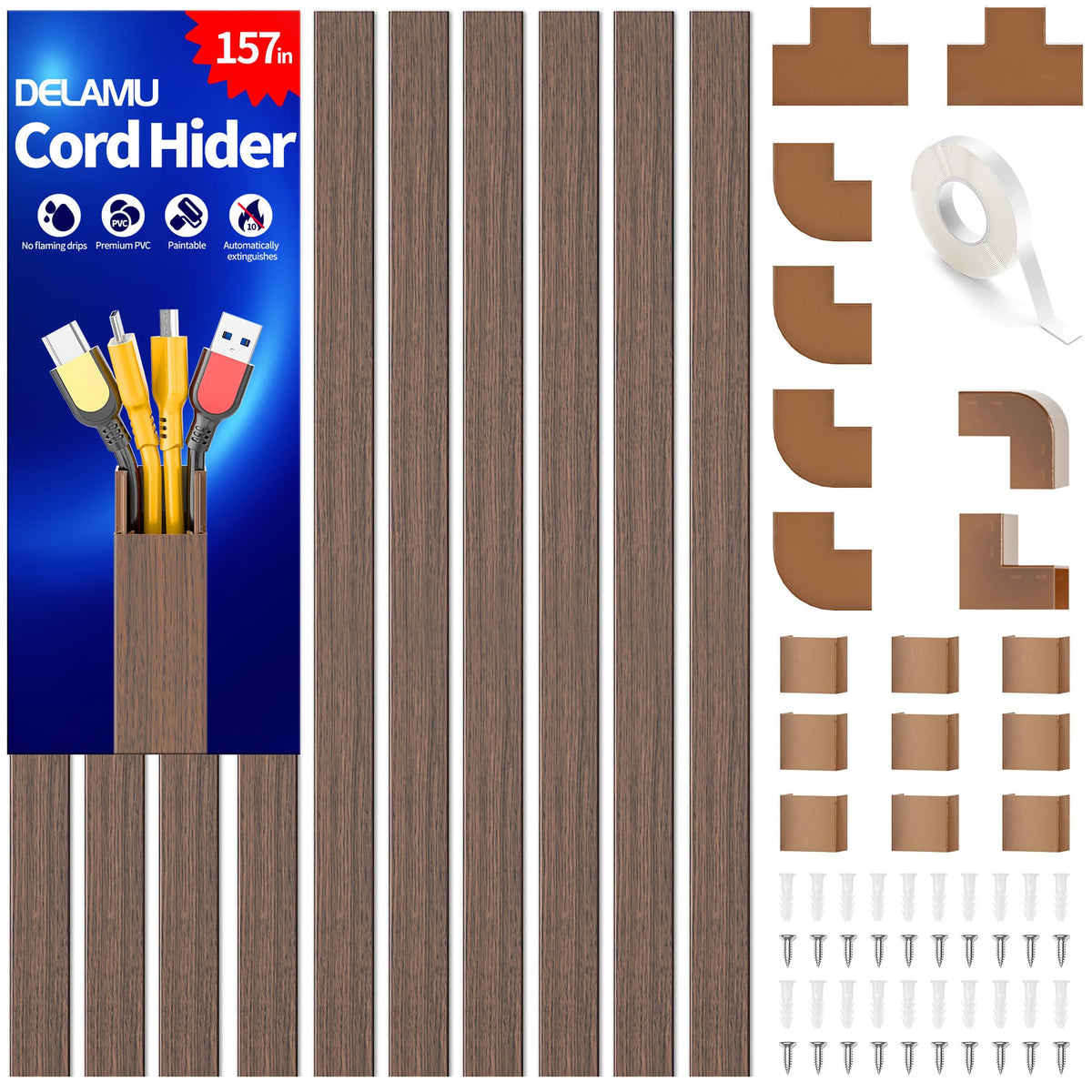 Delamu Paintable Cord Cover Raceway Kit for Cable Management