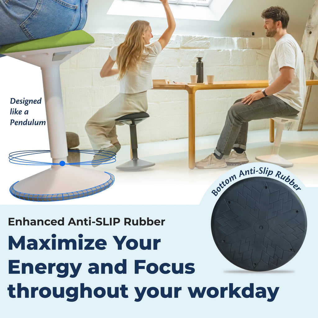 Backerz Standing Desk Stool Chair, Height Adjustable Stool for Office and Classroom, Swivel seat, Anti-Slip Bottom Ergonomic Wobble Stool with Rocking Motion