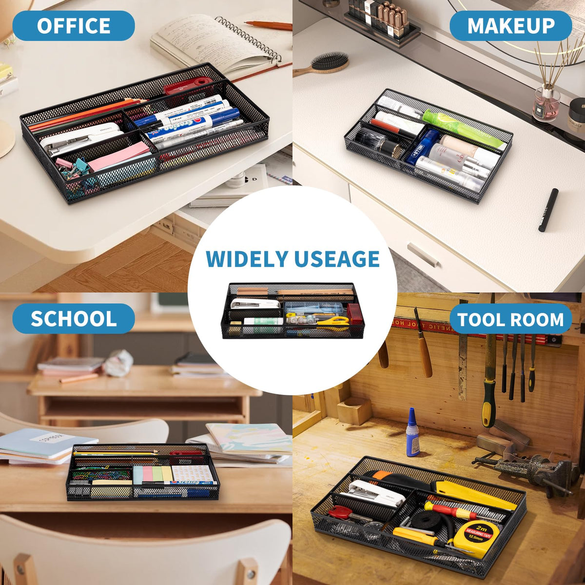 Shenee 7-Compartment Desk Drawer Organizer Tray