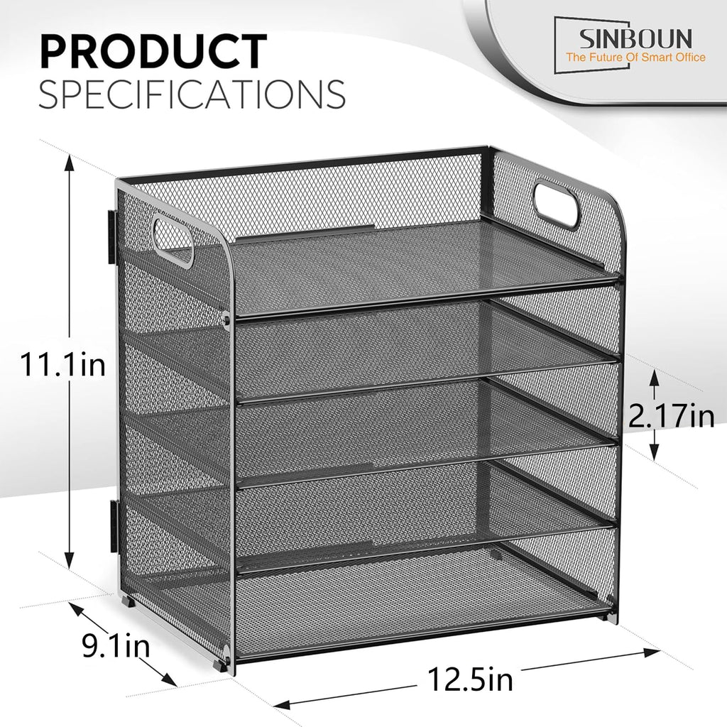 5-Tier Letter Tray Paper Organizer for Office Desk