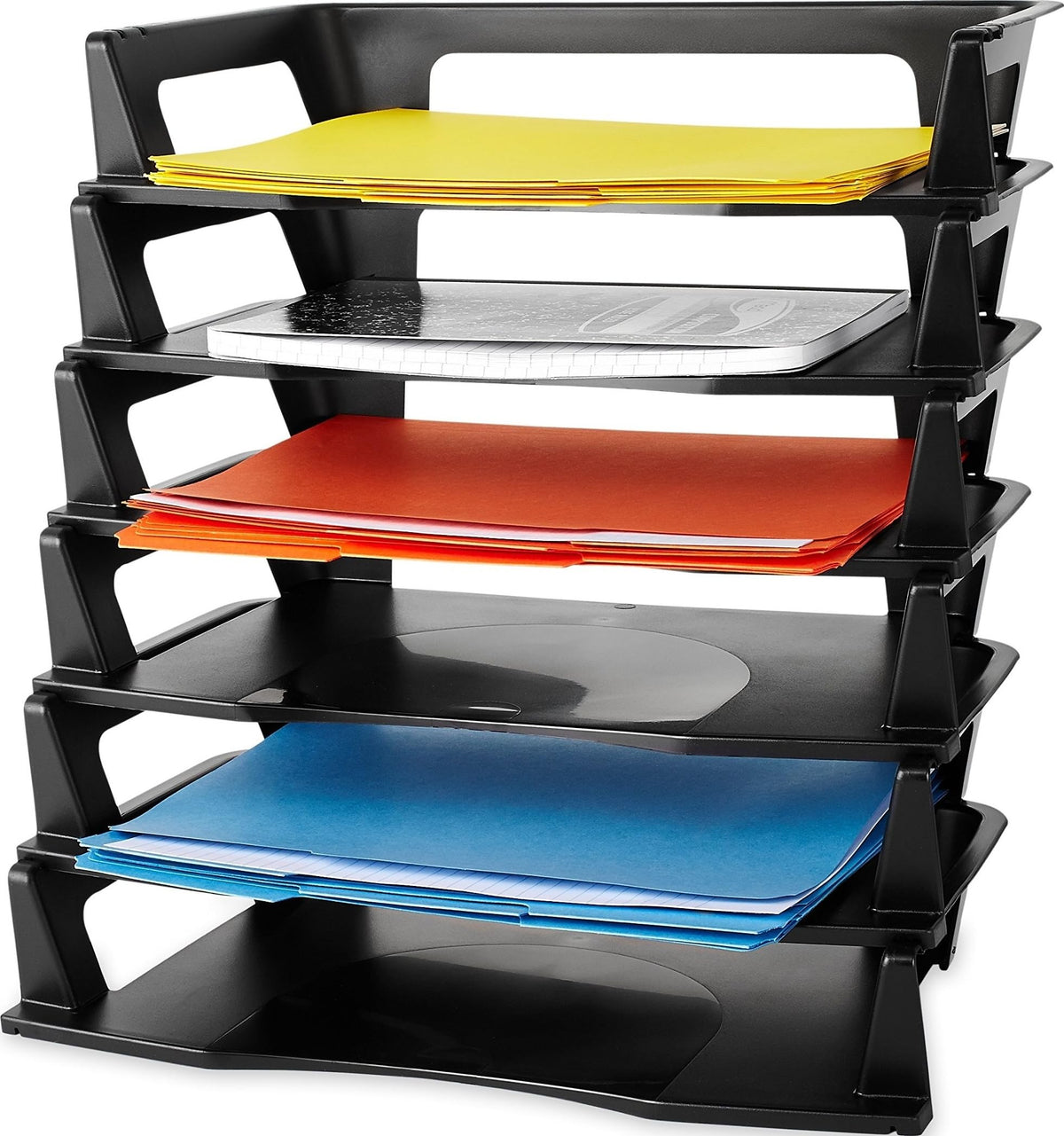 Rubbermaid Six-Tier Letter Tray Organizer, Black