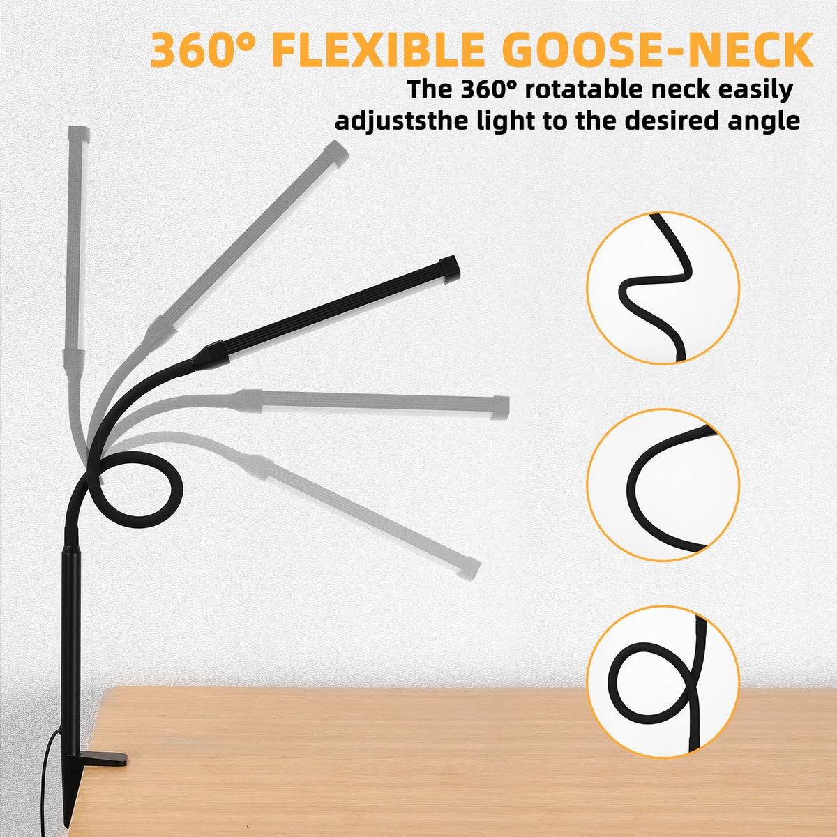 Voncerus LED Clamp Desk Lamp with 3 Modes & 10 Levels