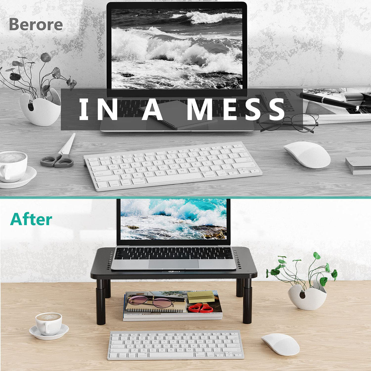 WALI Desk Organizer with Drawer, Pen Holder & Storage Compartments