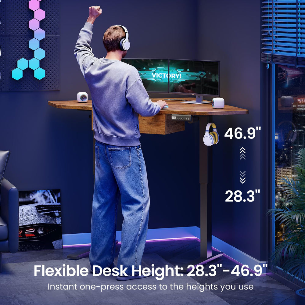 SEDETA Corner Electric Standing Desk with Drawer