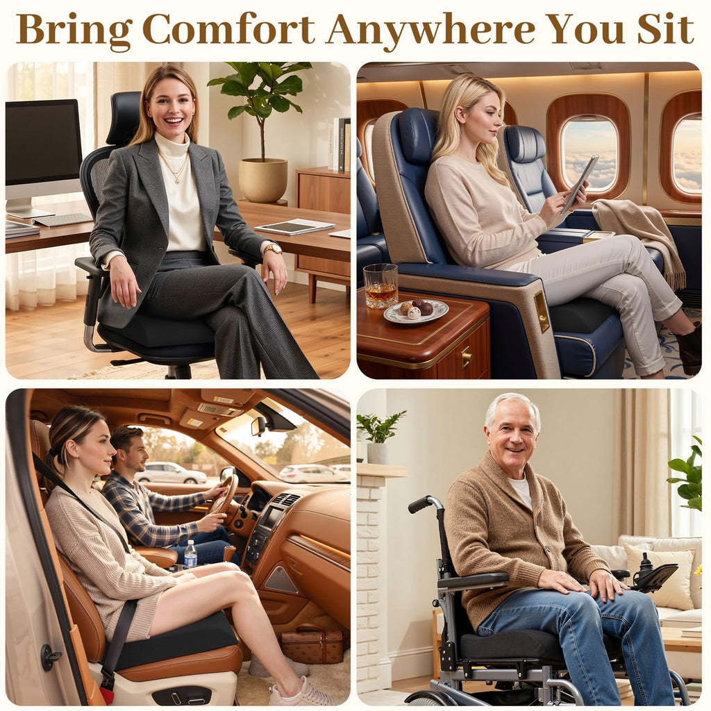 TranquilRelax Memory Foam Office Seat Cushion, 3-Inch Lift