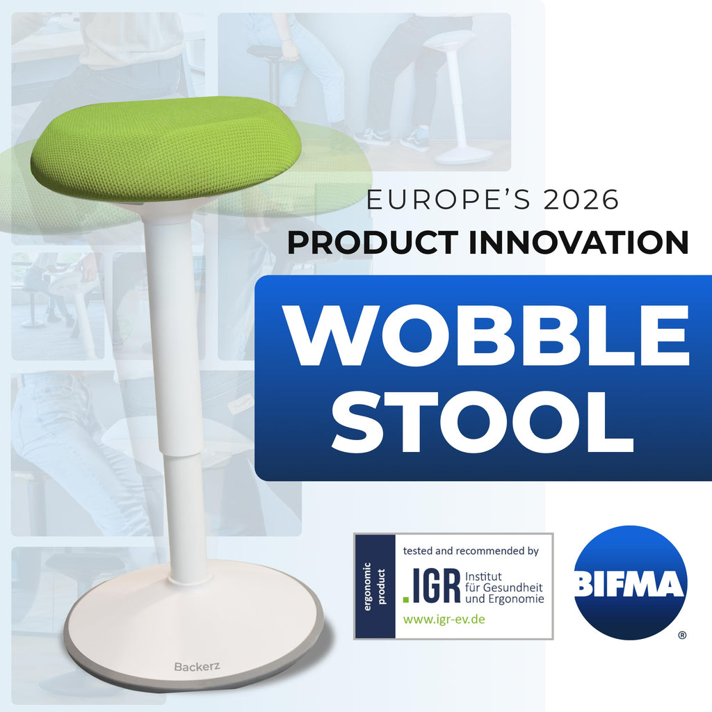 Backerz Standing Desk Stool Chair, Height Adjustable Stool for Office and Classroom, Swivel seat, Anti-Slip Bottom Ergonomic Wobble Stool with Rocking Motion