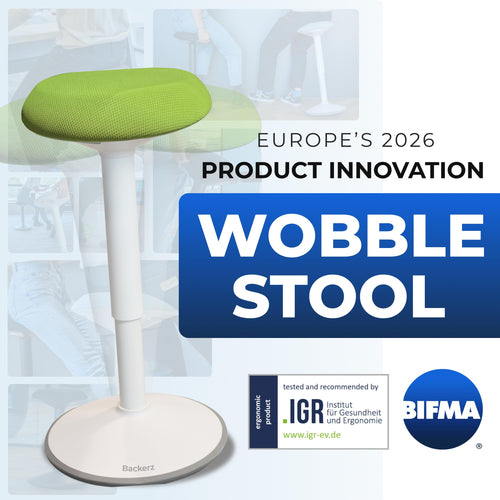 Backerz Standing Desk Stool Chair, Height Adjustable Stool for Office and Classroom, Swivel seat, Anti-Slip Bottom Ergonomic Wobble Stool with Rocking Motion