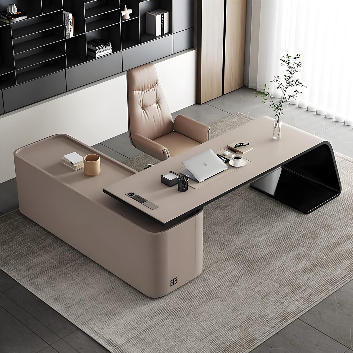 Qiczom Desks for Bedrooms Home Office Desks Standing Desk L Shape L Shaped Desk with Shelves Escritorios para Cuartos Computer Desk with Storage Desk with Locking Drawers for Home Office, Study Room