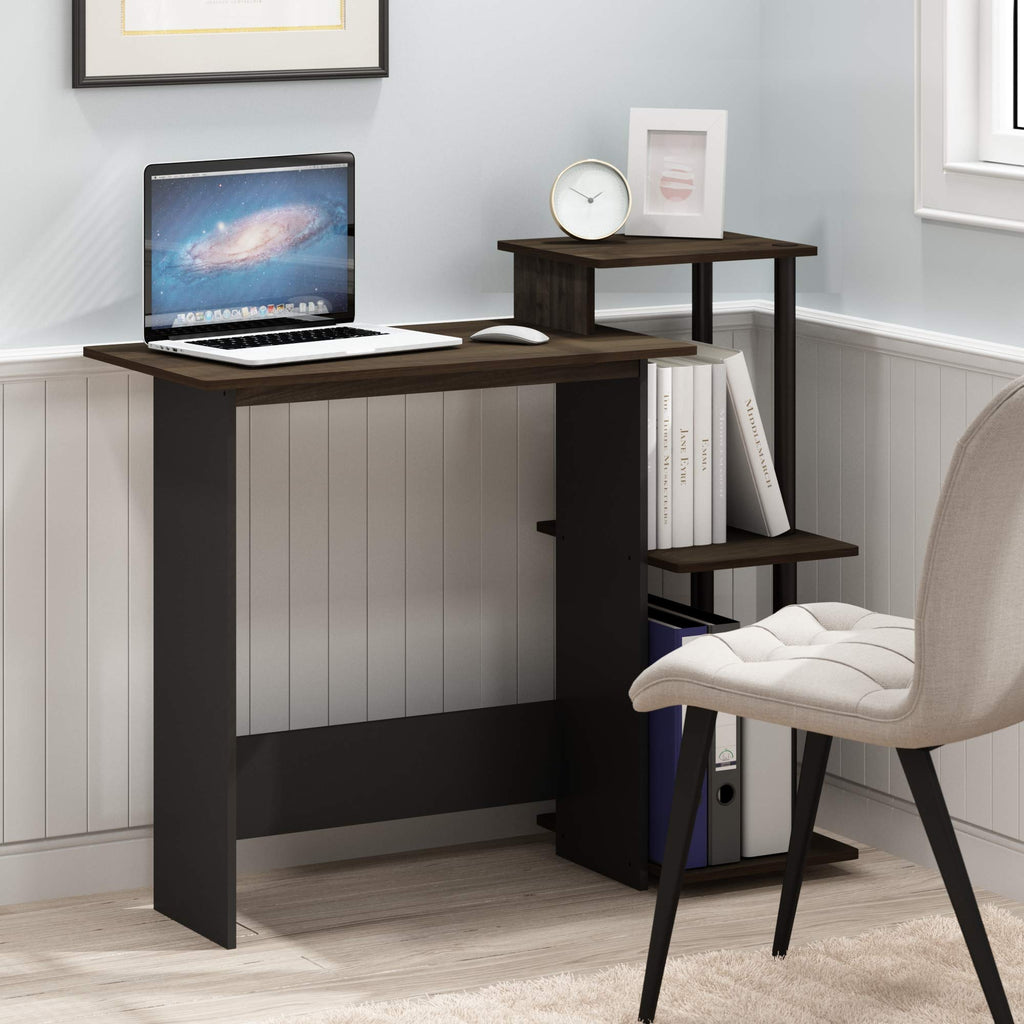 Furinno Compact Computer Desk, Gaming Desk with Shelves, Office Desk with Book Shelf