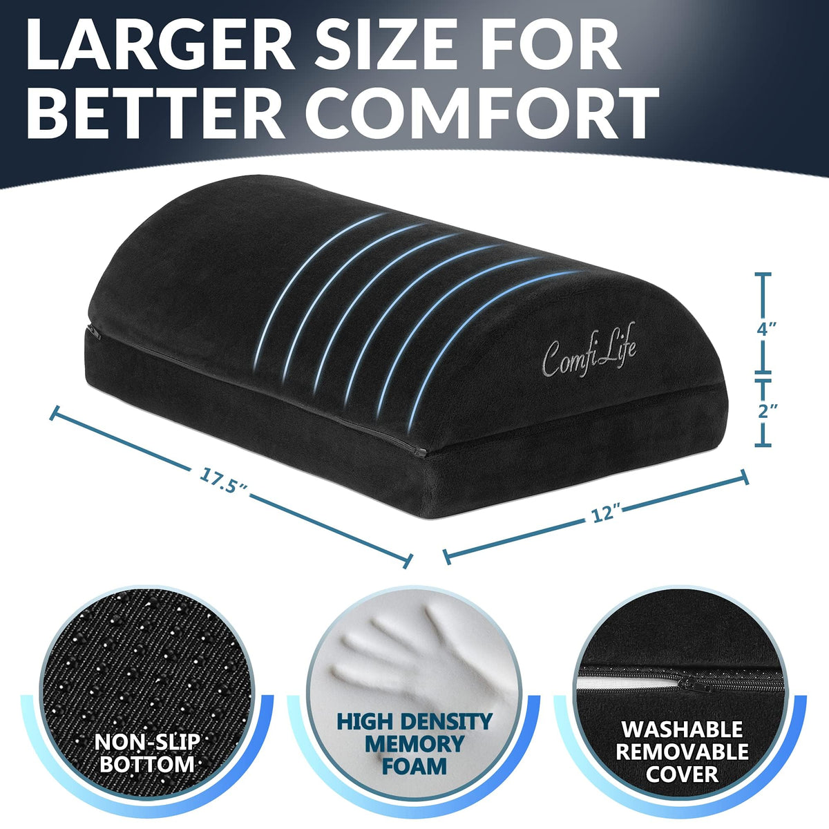 ComfiLife Adjustable Memory Foam Foot Rest for Under Desk