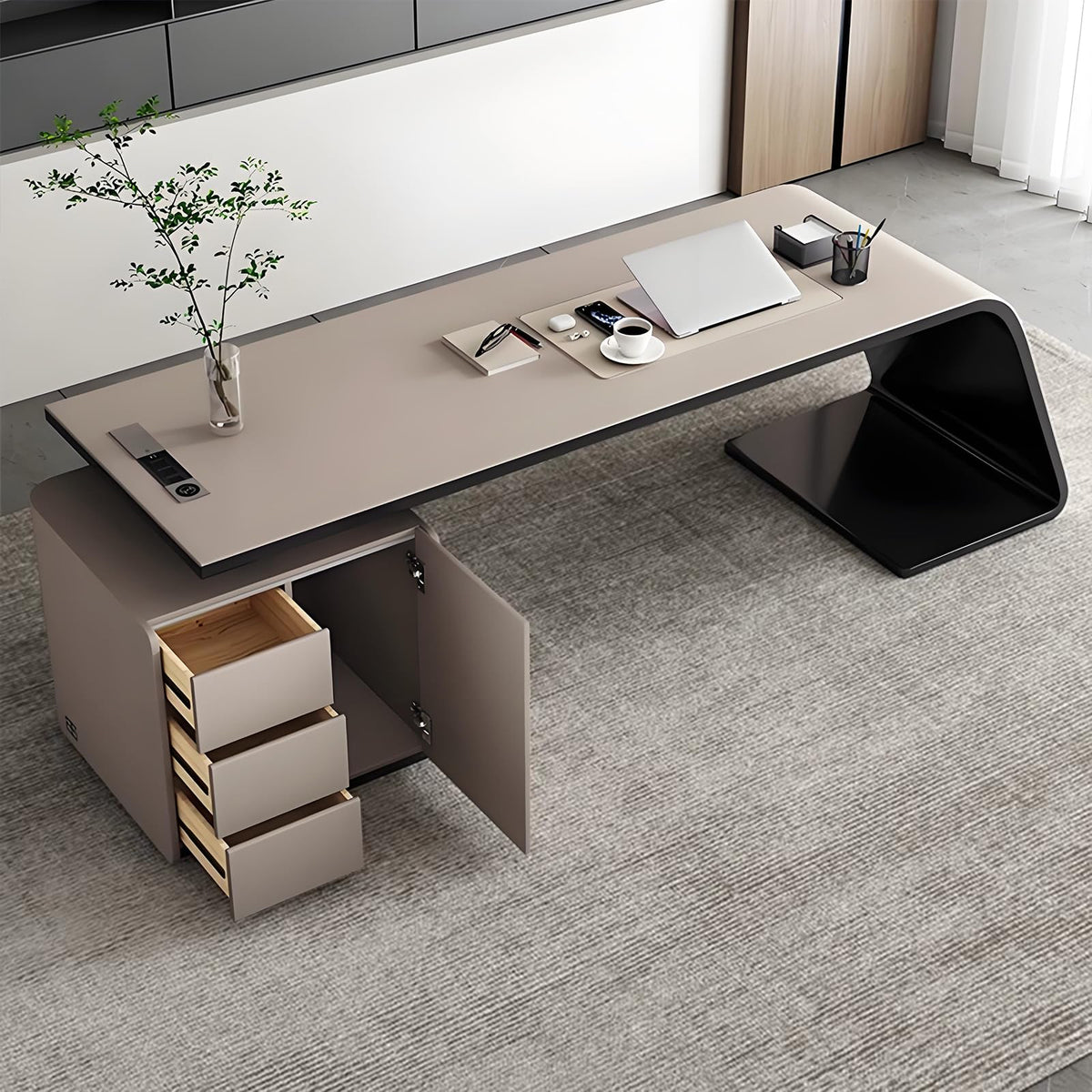 Qiczom Desks for Bedrooms Home Office Desks Standing Desk L Shape L Shaped Desk with Shelves Escritorios para Cuartos Computer Desk with Storage Desk with Locking Drawers for Home Office, Study Room