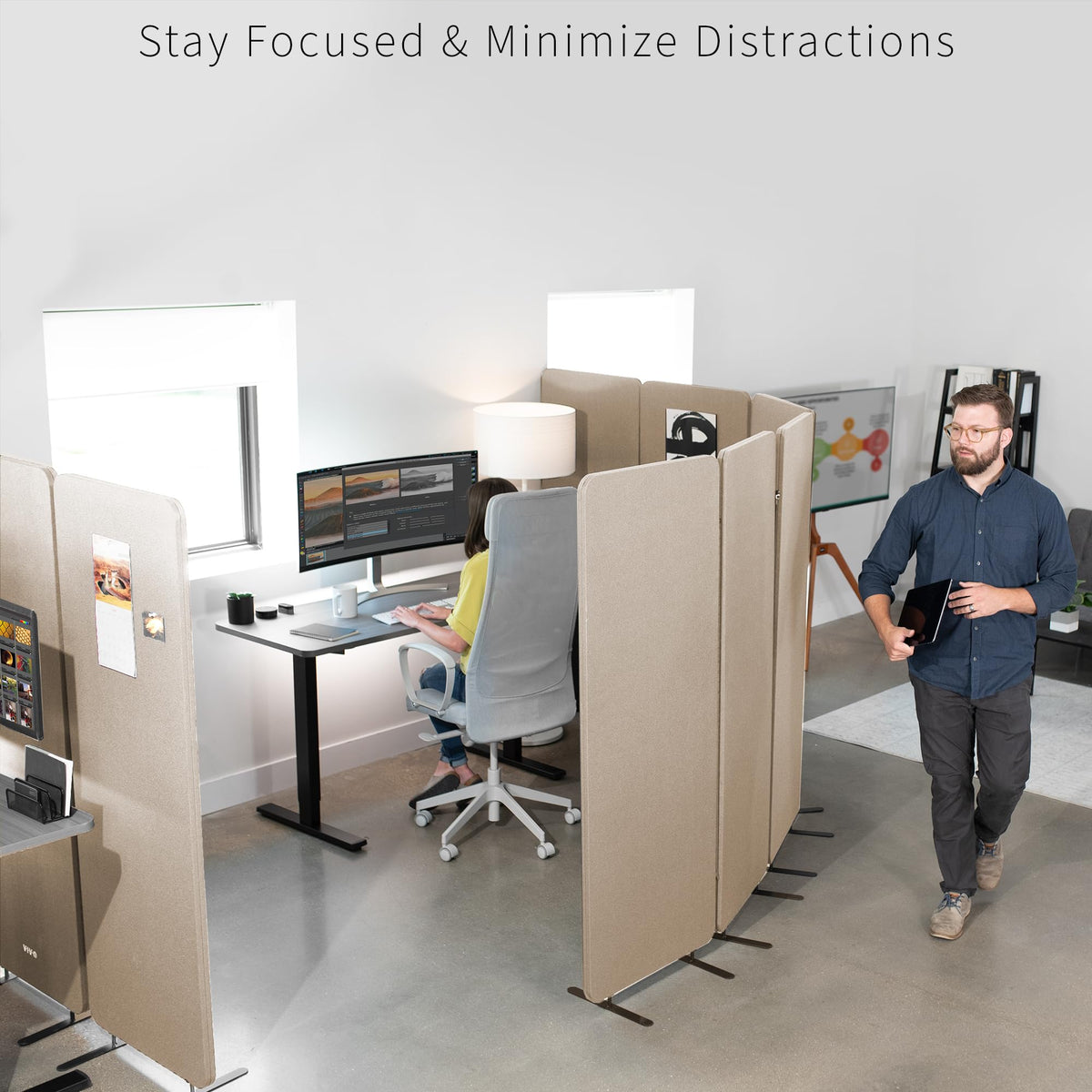 VIVO Freestanding Acoustic Privacy Panel Divider
