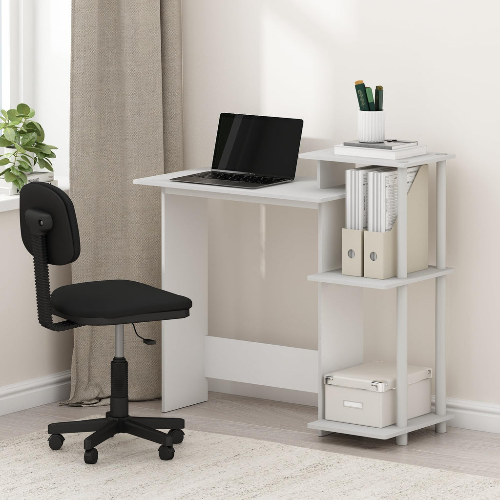 Furinno Compact Computer Desk, Gaming Desk with Shelves, Office Desk with Book Shelf