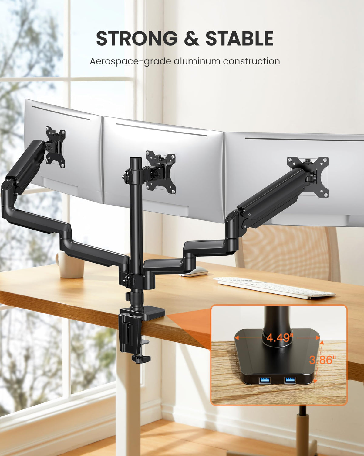ErGear Triple Monitor Arm, Fully Adjustable Monitor Mount