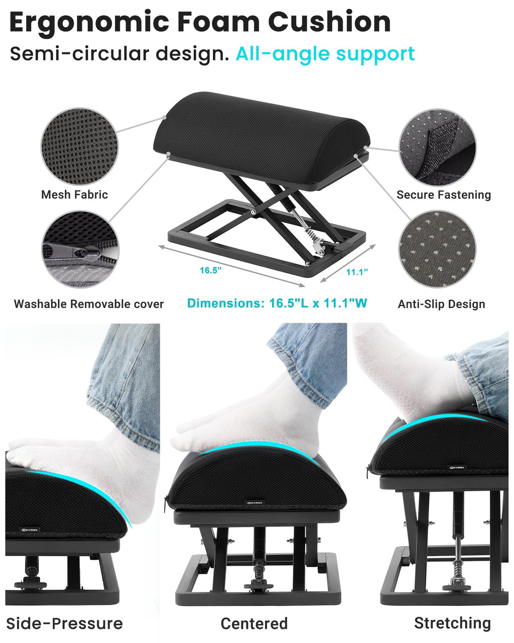 Wikabex Step-Adjustable Ergonomic Office Foot Rest