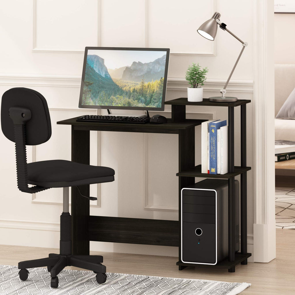 Furinno Compact Computer Desk, Gaming Desk with Shelves, Office Desk with Book Shelf