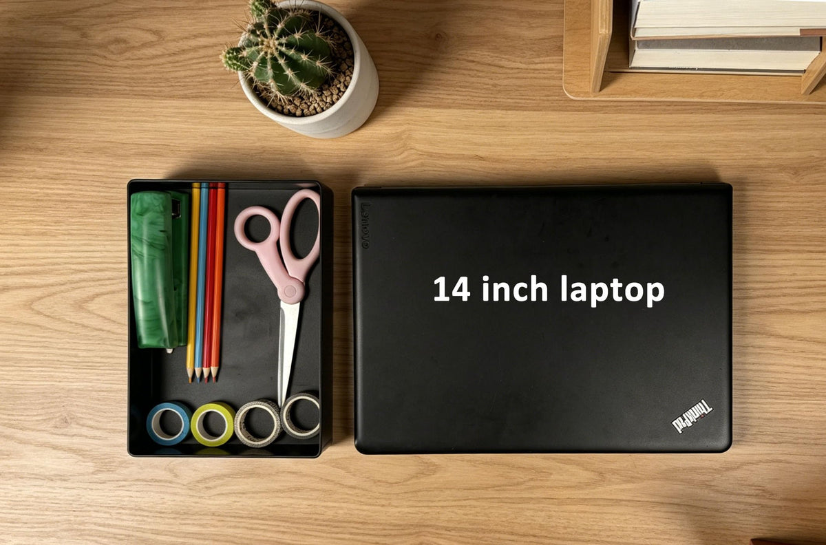 Plastic Desk Organizer with Storage Trays & Pen Holder